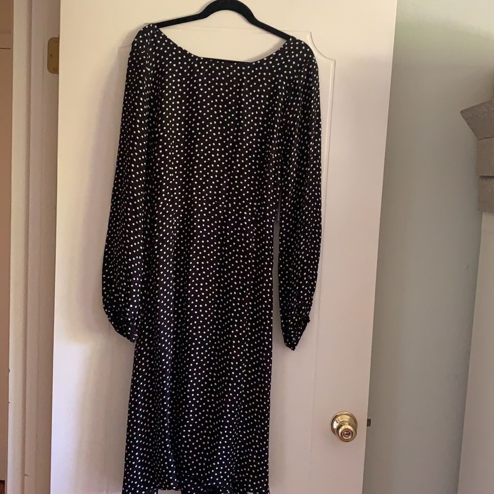 Anthropologie polka dot midi Agatha black Midi Dress